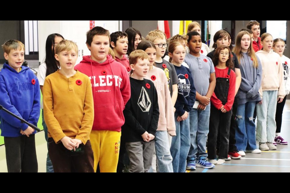 The Grade 6 students at Legacy Park recited a poem as part of the school's Remembrance ceremony on Wednesday.