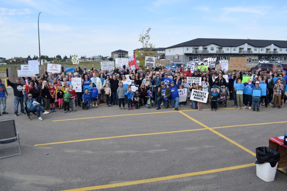 Participants in Estevan's One Million March for Children gather for a group photo. 