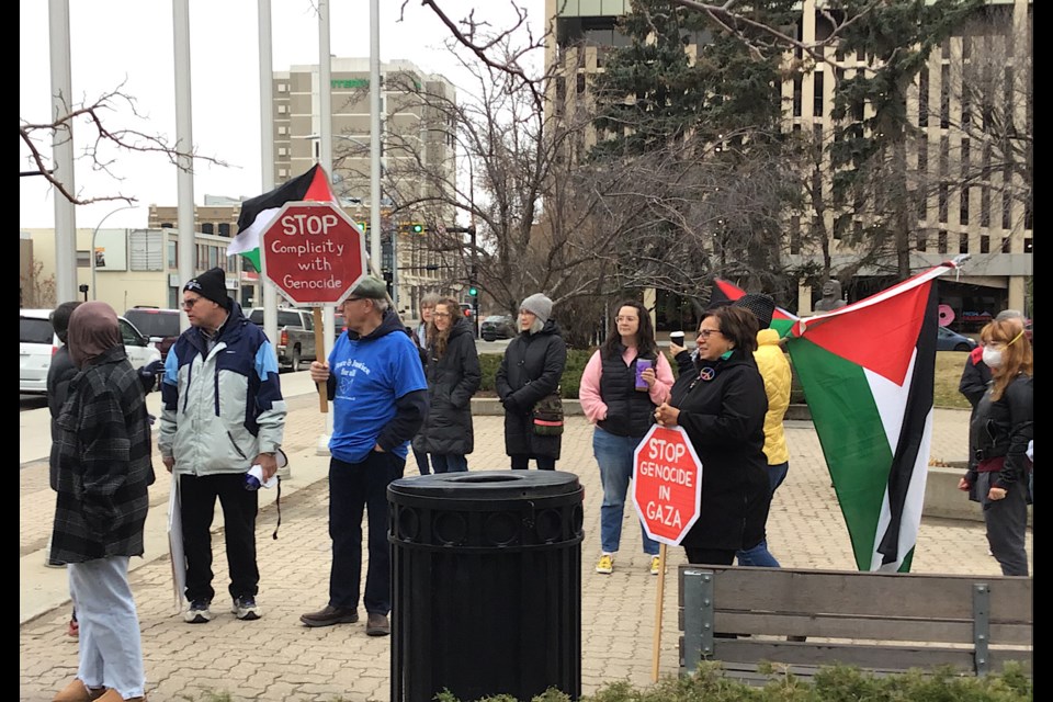 Scenes from the pro-Palestine protest outside Regina City Hall Nov. 15.