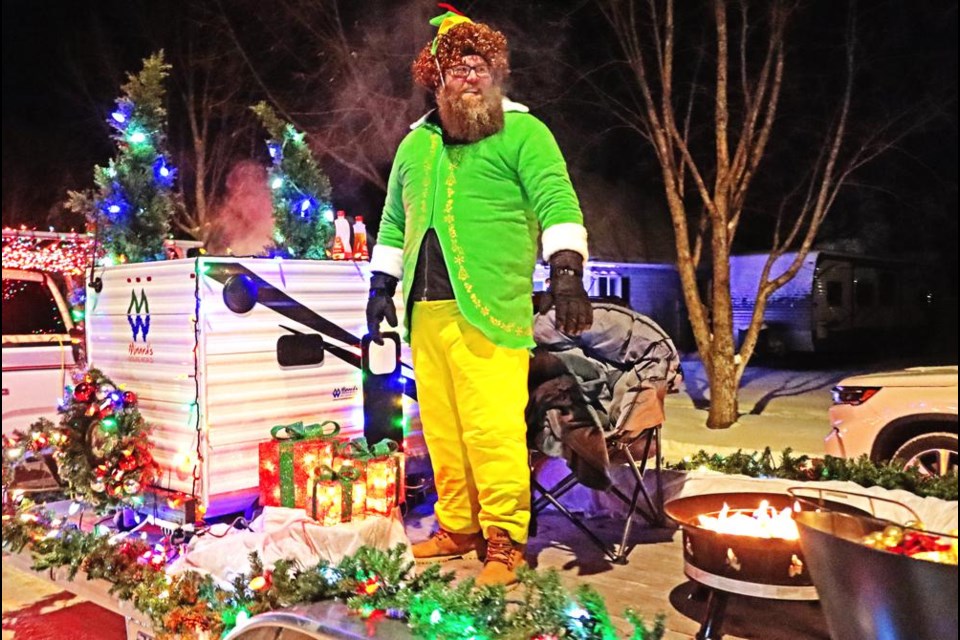 Minard's Leisure World included a live campfire in their float in the Weyburn Chamber's Parade of Lights on Thursday night, and won the prize as the best float by a business.