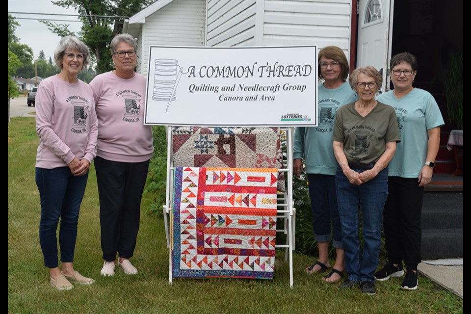 Among the members of A Common Thread Quilting and Needlecraft Group who put on a quilt show at St. Andrews United Church in Canora on July 19, from left, were: Karen Kraynick, Janet Hill, Julie Kraynick, Carolle Pasiechnik, and Jopie Lavryson.