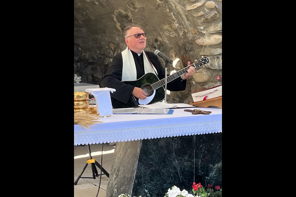 Fr. Andrew Sowa sang The Chaplet of Divine Mercy which began the 78th Annual Rama Pilgrimage on Aug. 14.