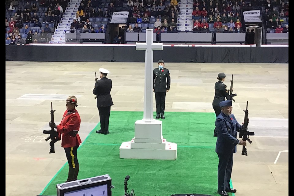 Scenes from the Remembrance Day ceremonies at the Brandt Centre.