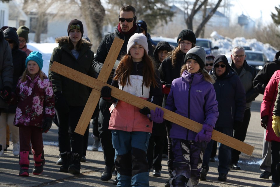 For the first time, the St. Joseph Roman Catholic Church held a Way of the Cross Walk on April 7 in Canora. 