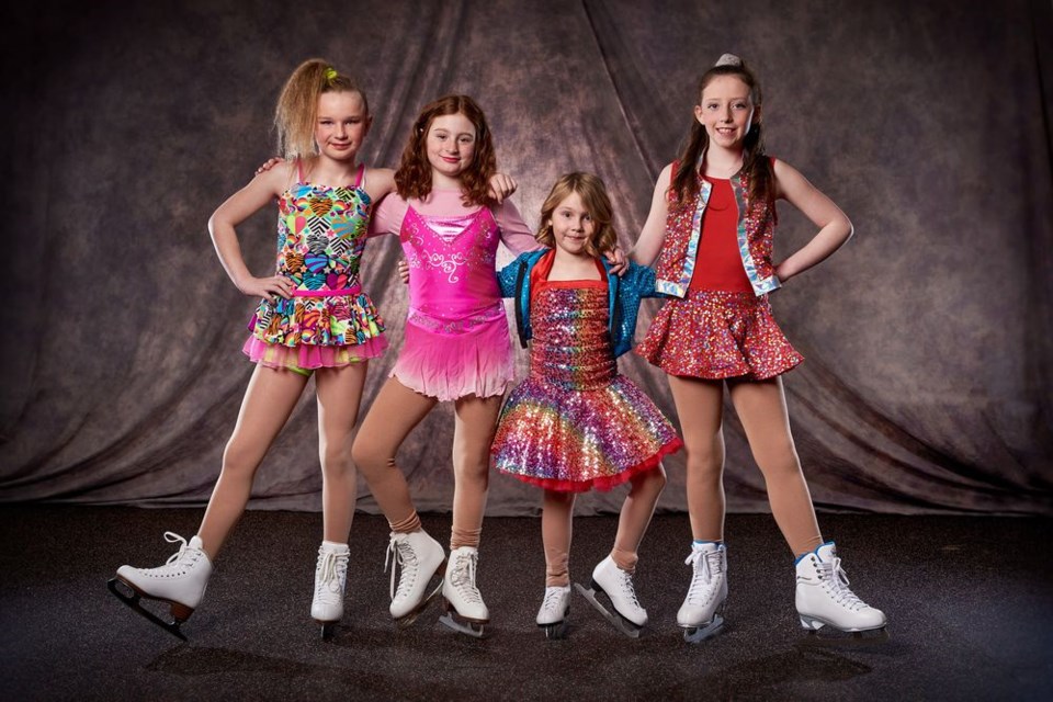 The Canora Skating Club annual carnival was held on March 20, with skaters excited to be performing once again after missing a year due to COVID-19. Skating to Girls Just Want To Have Fun, from left, were: Kenzee Kopelchuk, Rachel Mentanko, Ashton Lamb and Chloe Doogan. 