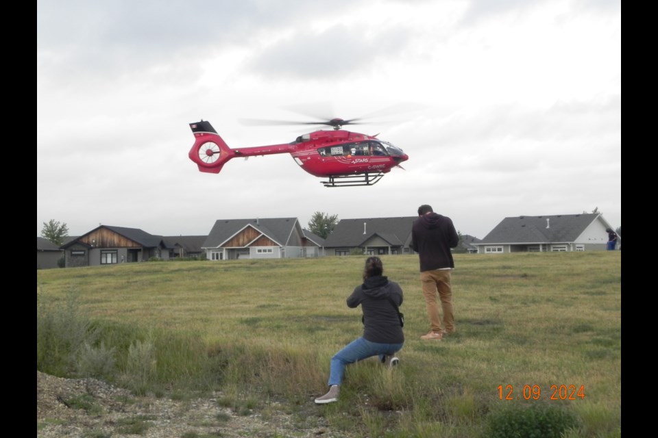 STARS helicopter lands first set of participants Sept. 12 as part of fundraising campaign, Rescue on the Prairies.