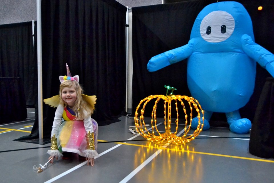 Cute little unicorn Ariana Senchuk came to enjoy the city's first Spooktacular Treats for All inclusive Halloween event at the leisure centre on Saturday.