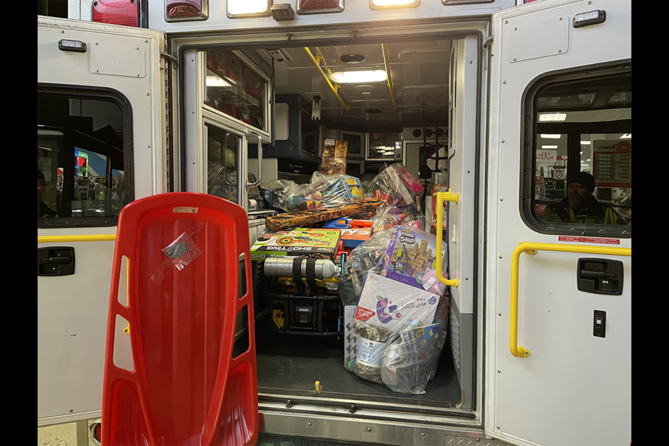 Canora and area residents once again showed their generosity through toy and cash donations, which filled the ambulance parked outside the Red Apple Store on Fill the Sleigh Day, Dec. 9.