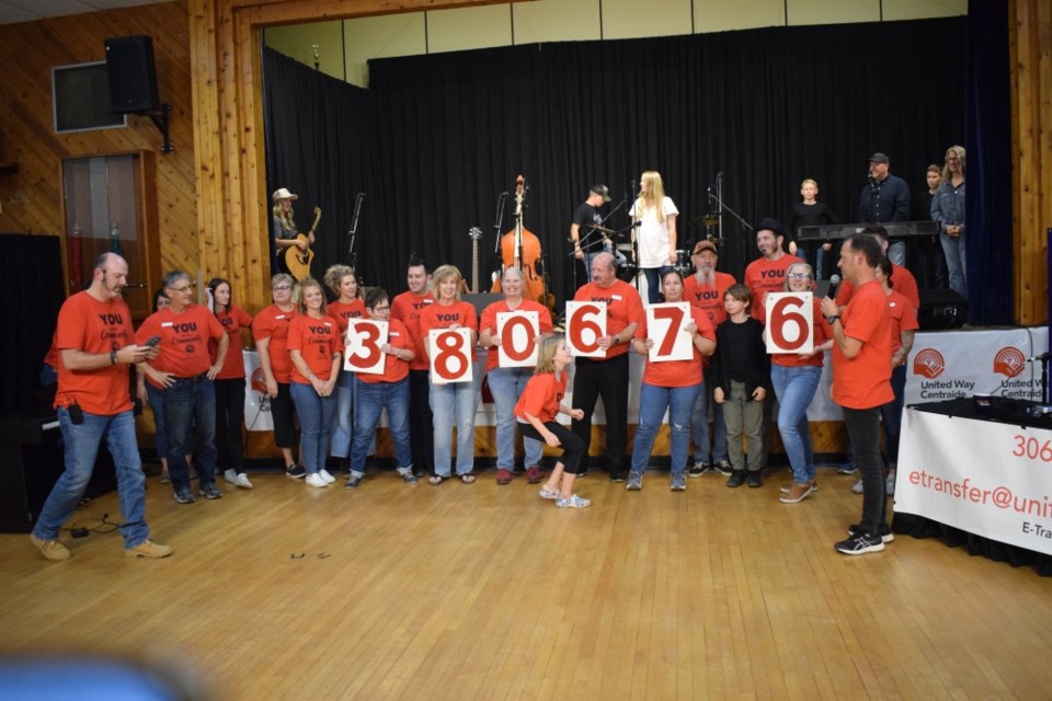 The United Way board and others celebrate after a record-setting Telethon.