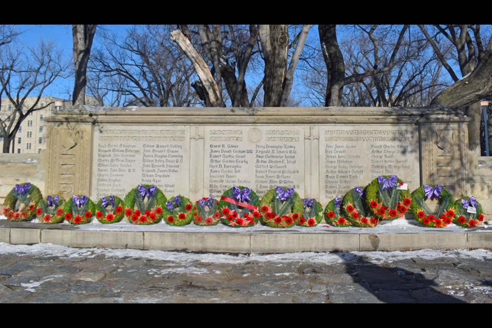 Wreaths were laid at the Memorial Gates remembering not only the 69 names inscribed but all those who served and sacrificed their lives.