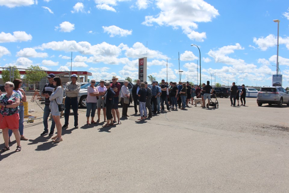 Hundreds waited in line at the Yorkton Hyundai barbecue fundraiser for Halle Thompson.
