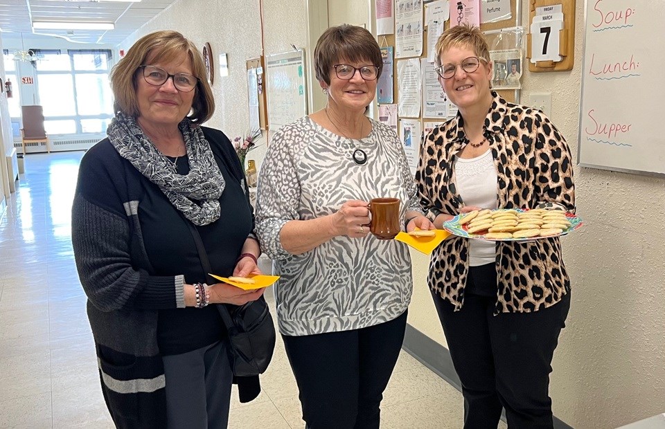 CWL member Marion Schell, CWL President Pat Exley and Bethany administrator Lynn Christiansen with Lime cookies enjoyed by all in attendance.