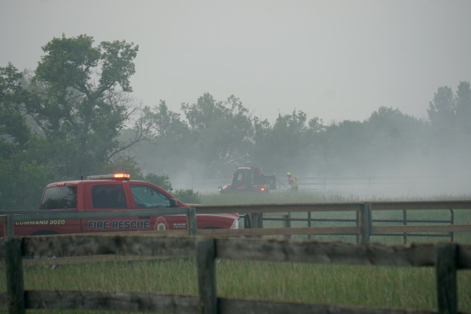 The Estevan Fire Rescue Service has been at the scene of a grass fire.                                