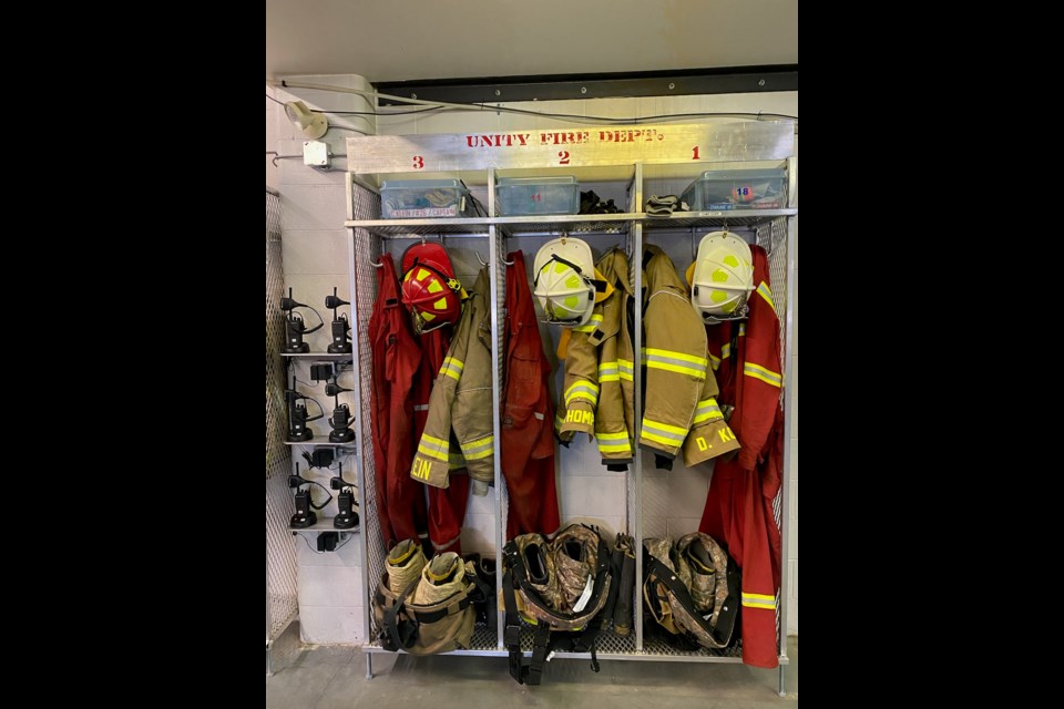 A welcome addition to the Unity firehouse included new lockers for members.