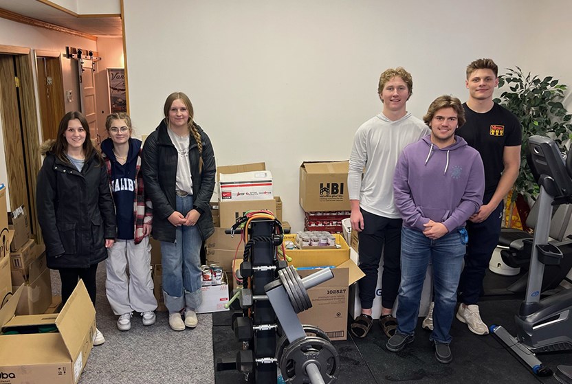 Students from Canora Composite School delivered the food items from their “very successful” Scare Away Hunger Food Drive to Filling the Gap Food Bank on Nov. 14. From left, were: Makayla Heshka, Aurora Mickelson, Jessee Kopelchuk, Briel Beblow, Ty Sleeva and Matthew Makowsky.