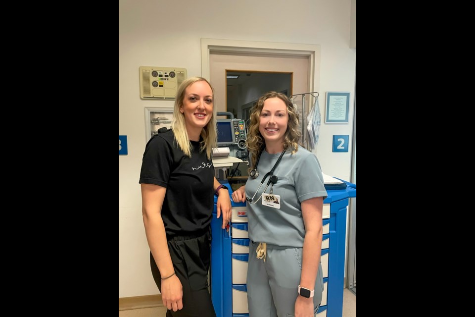 Alana Johner, right, is a registered nurse working at St. Joseph's Hospital in Estevan, pictured here with Tynealle Shackleton, who is also an RN.