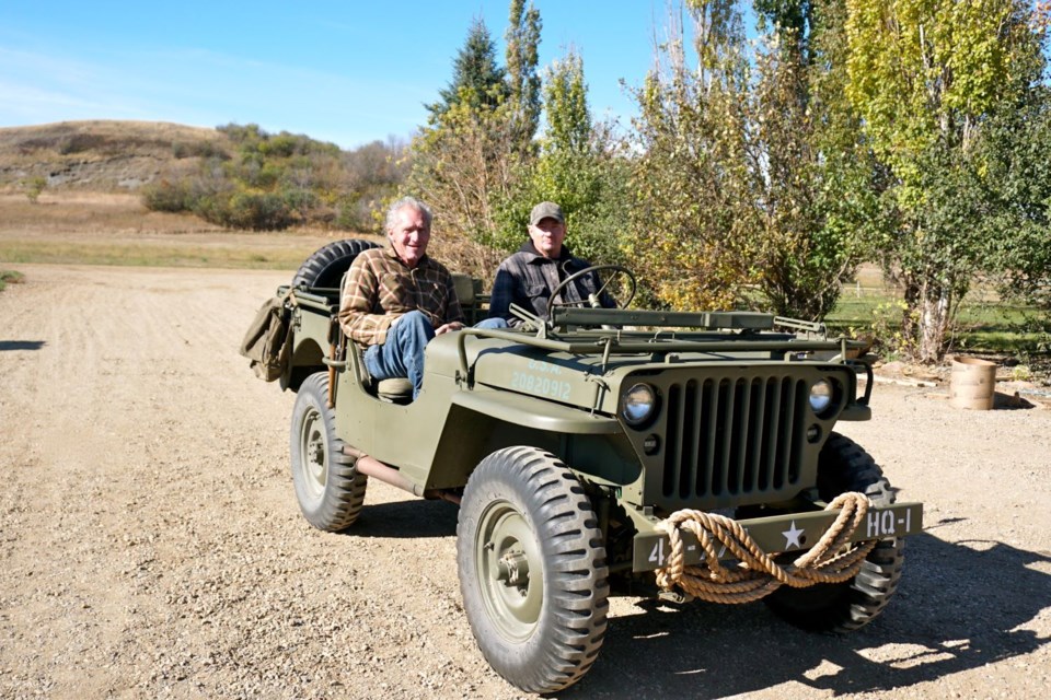 Former Estevan resident Ted Beck, right, took Lester Hinzman on a ride in a 1941 military Jeep. 