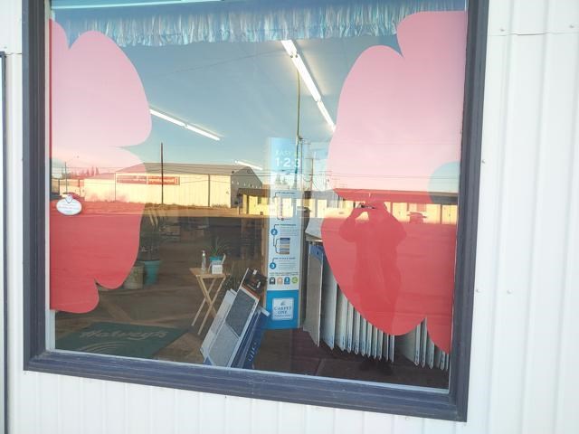 Local veterans were honoured in a display at Harvey’s Carpet Centre.