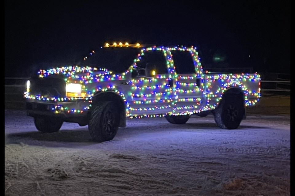 Brooks Milford's decorated Christmas truck.