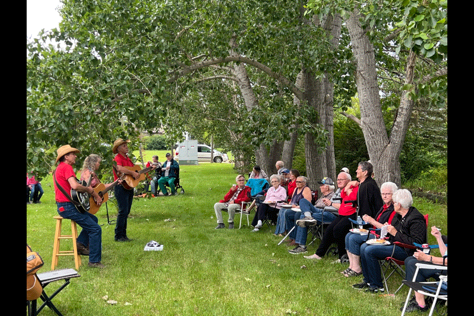 Many seniors and families enjoyed the music from the Caragana Ramblers at Taylor Park for the Canada Day celebrations in Stoughton. 