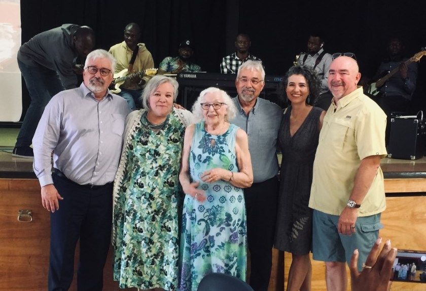 Family of Gladys Wensley — Terry, Lynette, Gladys, Raymond, Tricia and Colin — gathered in Borden for a 90th birthday celebration.