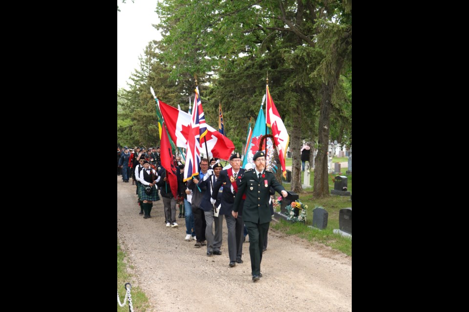 The parade march begins.