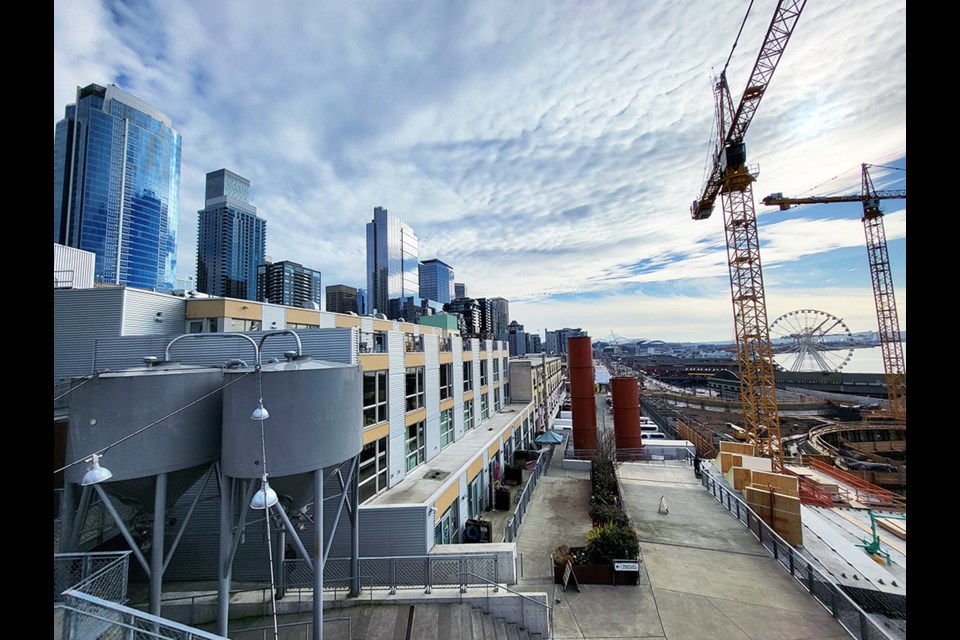 The bay in Seattle looking up over the downtown core.