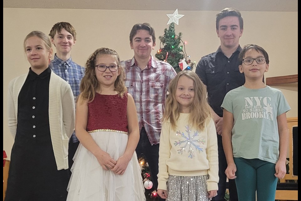 “The Meaning of the Christmas Tree” was presented by Sunday School children at Grace Community Church on Dec.15. Back row - Lane, Jack and Ben; front row - Anna, Alexa, Katie and Lily. 