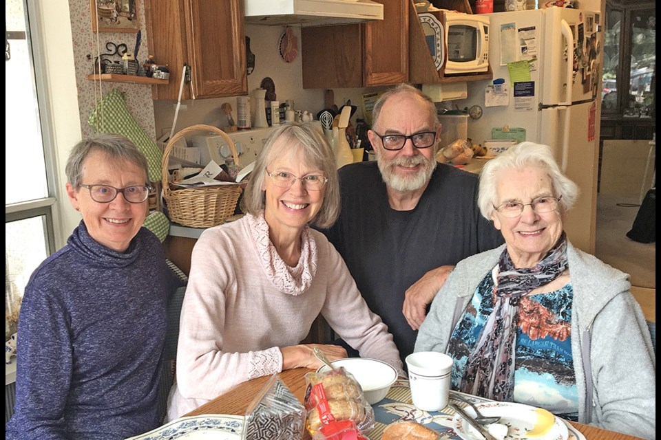 Mina VanEe’s table in Abbotsford, B.C. welcomed Joanne, Trudy and Dirk during a recent visit. 