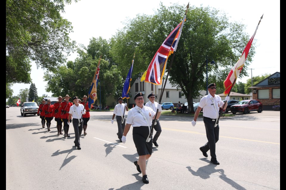 Members of the Alexander Ross branch of the Royal Canadian Legion and the RCMP led the parade.