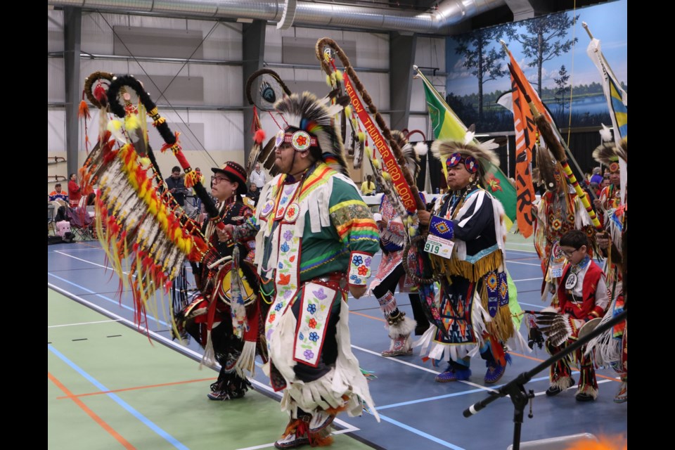 The grand entry Sunday.