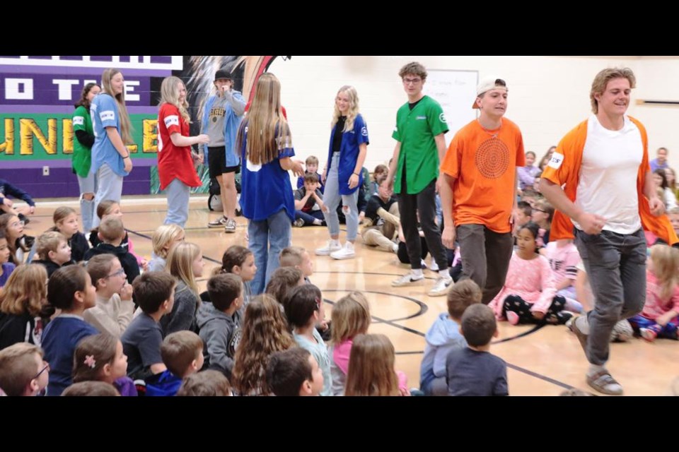 The Communithon Ambassadors made their entrance to the assembly at Assiniboia Park school on Monday morning.