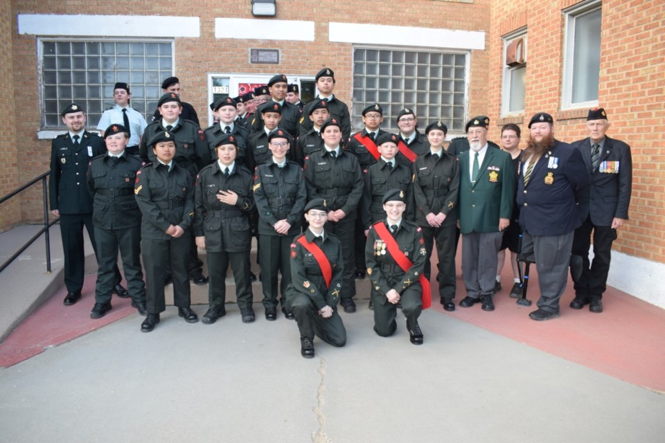 The Estevan Army Cadets gather for a group photo after the sunset service. 