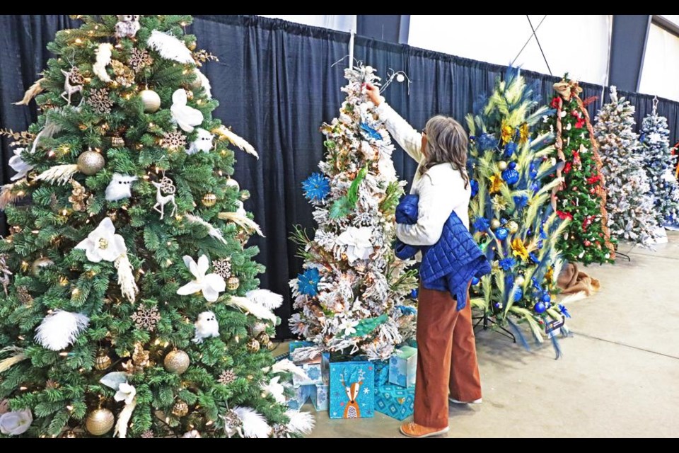 A volunteer did last-minute adjustments to this decorated Christmas tree, one of about 20 set up for the 25th anniversary of the Festival of Trees fundraiser for the Family Place. Viewing of the trees and silent auction items will go from Nov. 20-26, with the exception of Nov. 24, and the in-person auction will be on the evening of Nov. 27 in the Great Plains Ford auction building.