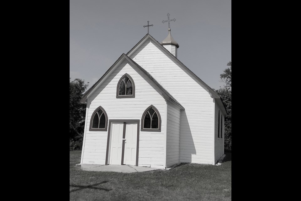 The Antonivka Ukrainian Catholic church north of Canora, built in 1906, was recently restored and given a new coat of paint.