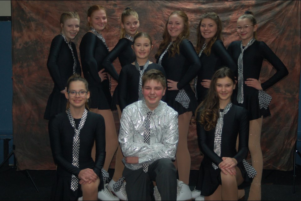 Star skaters at the Sturgis Figure Skating Club Ice Carnival on March 4 and 5, from left, were: (back row) Savannah Olson, Mollie Jaeb, Layla Jaeb, Eva Romanchuk, Myrandah Gagnon, Jainylle Gagnon and Ripley Pristie; and, (front) Savannah Neilson, Karter Johnson and Chloe Jansen