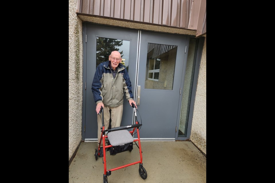 Don Beggs, a resident of Bethany is pictured by the “North Entrance,” which was recently restructured thanks to a generous donation by former resident, Sid Kunstel.