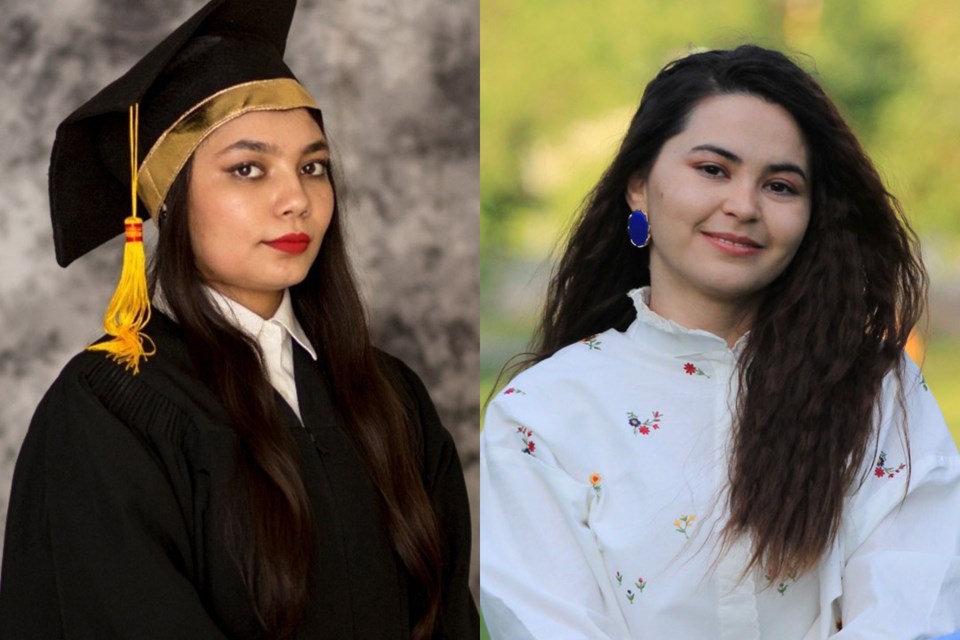 Basira Burhani (left) and Sumaya Hosseini escaped Taliban rule and came to Canada where they are now pursuing their studies at the University of Saskatchewan. 