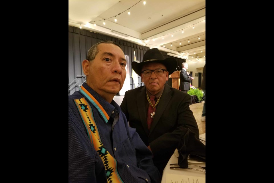 Floyd Favel, right, shared his prestigious moment with Richard Mirasty, former Chief of Flying Dust First Nation and direct descendant of Chief Poundmaker. 