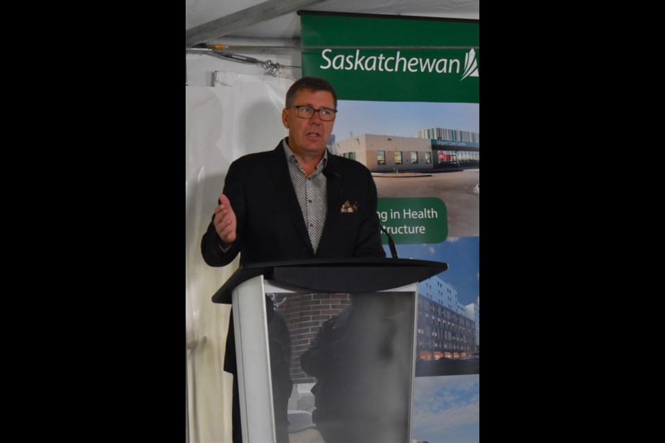 Premier Scott Moe at the groundbreaking ceremony of a healthcare facility in Pleasant Hill on Wednesday, Sept. 18.