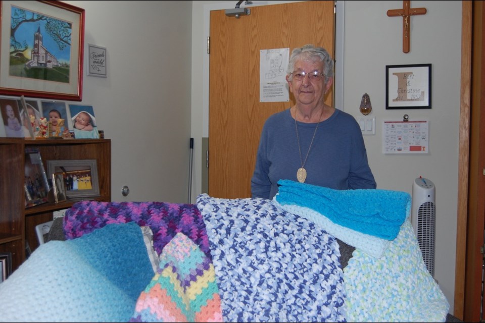 Christine Lang, formerly of Tramping Lake, has been crocheting for most of her life and for the past nine years has been donating her handiworks to the Ronald McDonald House in Saskatoon for sick children when they leave the home.