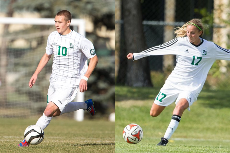 Now starring with Detroit City FC, Brett Levis (left) was part of a Canada West championship team with the Huskies. In her time with the Huskies, Carmen Levis (right) was a U SPORTS Academic All-Canadian. 