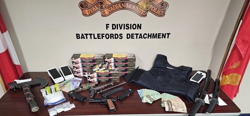 Shown are the illegal items, including contraband cigarettes, seized by police in a North Battleford raid in September.