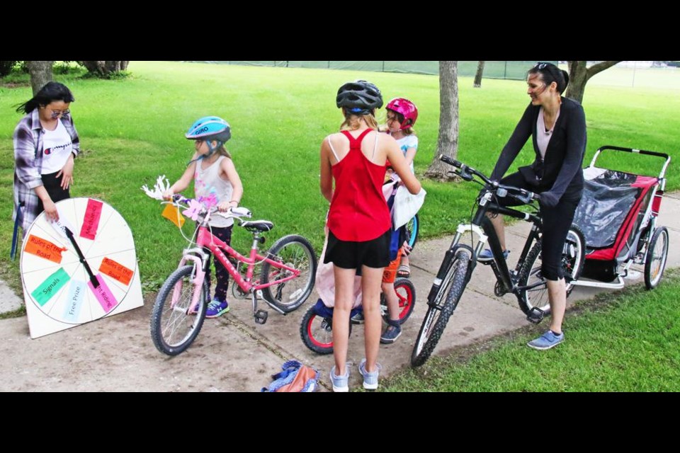 This was one of the safety stations at the 2022 bike rodeo; this year's rodeo will have 14 stations at Jubilee Park.