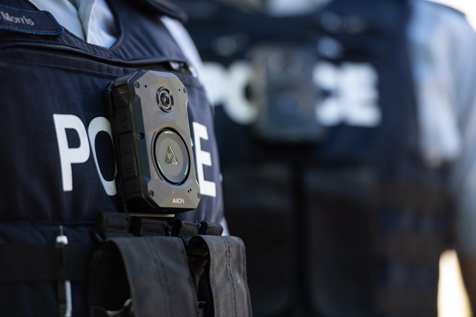 Shown is a picture of the police  body-worn camera.

