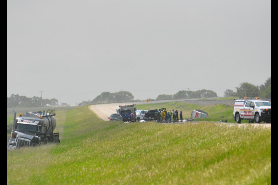 A serious collision west of Saskatoon Wednesday morning closed Highway 14 for several hours. 