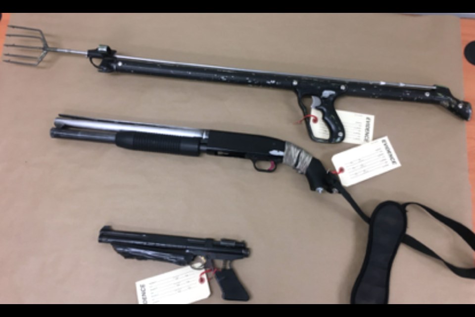 Shannon Sanderson was charged after police raided a home on Sturgeon Lake First Nation in February 2020 and seized a sawed-off shotgun, ammunition, a replica handgun, a spear-gun, and hydromorphone.