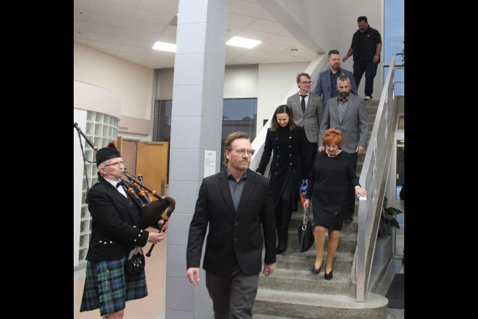 The procession of the 2024-2028 council into the City Hall lobby.