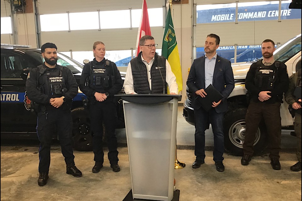 Premier Scott Moe at the announcement of the Saskatchewan Border Security Plan.