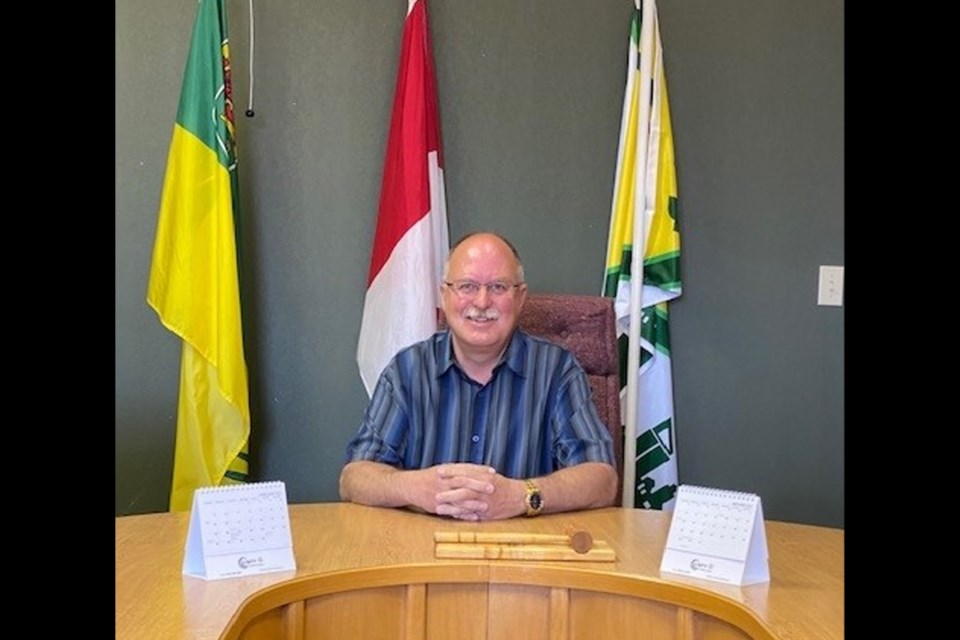 MLA, Ryan Domotor, sits ready in Unity council chambers for constituents during his mobile office tour in June.